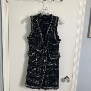 Trixxi Black and White Tweed Vest